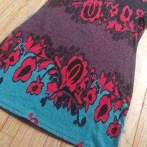 Papillon Sweater Dress Red Turquoise & Black